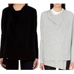 Ted Baker Jenee Sweater Black Wool Wrap Cardigan 0-2 Quiet Luxury Chic Classic